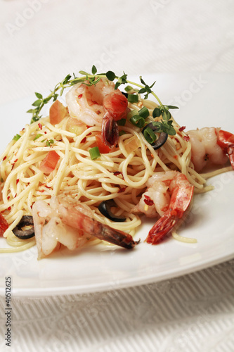 Photo: Plate of shrimp pasta Plate of shrimp pasta