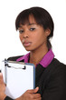A black businesswoman clipboard.