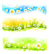 Three bright flower banners