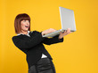 attractive, young businesswoman with surprised face expression attractive, young businesswoman with surprised face expression