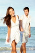 Beach couple happy