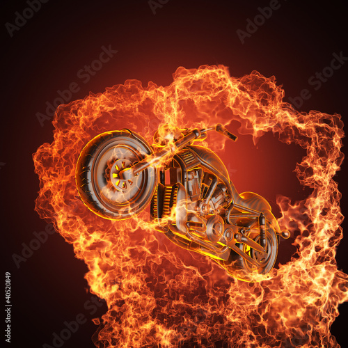 Illustration: chopper bike in fire chopper bike in fire
