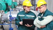 Industrial workers, teamwork