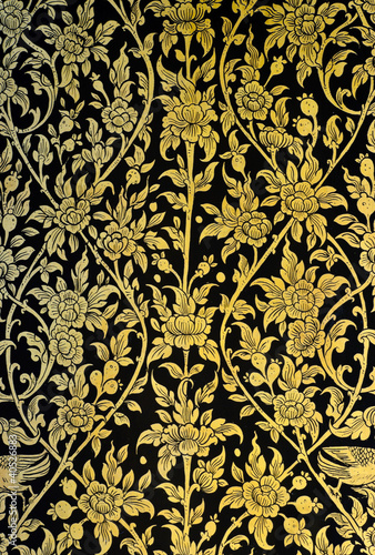 Photo: Ancient flower art in traditional Thai style Ancient flower art in traditional Thai style