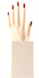 Photo: Biglietto appeso su mano di plastica Biglietto appeso su mano di plastica