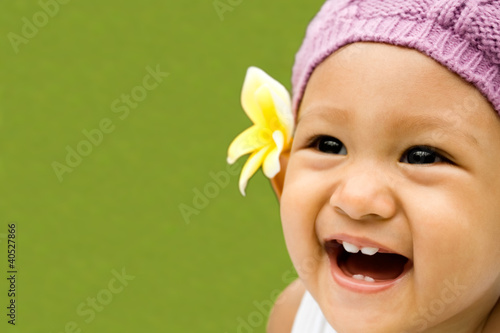 asian baby laughing
