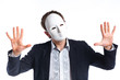 portrait of emotional actor in a mask.