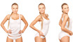 woman in cotton undrewear in 3 different poses woman in cotton undrewear in 3 different poses