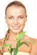 woman with green sprout