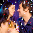 Couple with glasses of champagne on date Couple with glasses of champagne on date