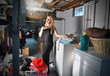 Acting Woman with Lanundry Chores