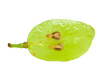 Translucent slice of green grape fruit, macro isolated on white Translucent slice of green grape fruit, macro isolated on white