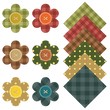 set with scrapbook flowers and fabrics