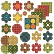 set with scrapbook flowers and fabrics