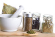 mortar and pestle with spices