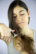 Girl angry with her hair cuts it all off Girl angry with her hair cuts it all off