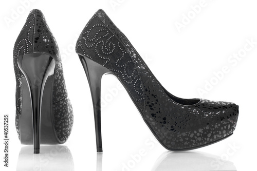 Photo: Women's black spotted leather shoes Women's black spotted leather shoes