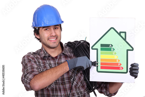 Photo: Entrepreneur showing energy consumption chart, Entrepreneur showing energy consumption chart,