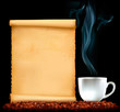 Restaurant menu on the old paper and coffee