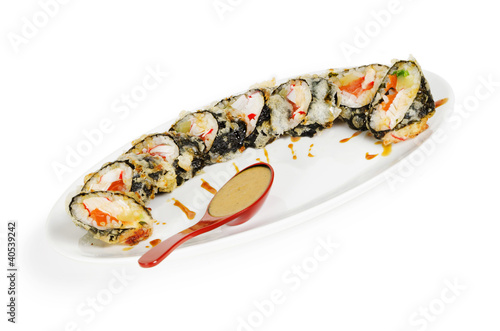 Photo: sushi roll isolated on white background sushi roll isolated on white background