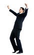 Happy gesturing businessman, isolated