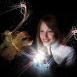 Young pretty woman with gift box