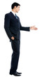 Business man giving hand for handshake, isolated