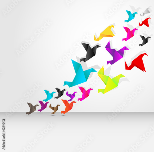 Vector: origami flying origami flying