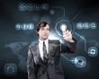 Businessman working with virtual computer screen