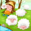 shepherd with flock of sheep
