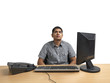 Man seated in isolated room