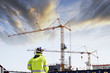 geodetist and construction site, industry