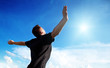 youmg man and sunny sky youmg man and sunny sky