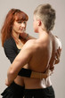 couple heterosexual topless with jeans detail studio shot couple heterosexual topless with jeans detail studio shot