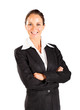 smiling businesswoman isolated on white