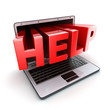 Laptop and red symbol help