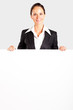 pretty mid age businesswoman behind white board