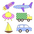 Set of cartoon vector transport stickers