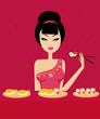 beautiful Asian girl enjoy sushi beautiful Asian girl enjoy sushi