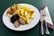 duck's brest meat with potatoes,vegetable and sauce