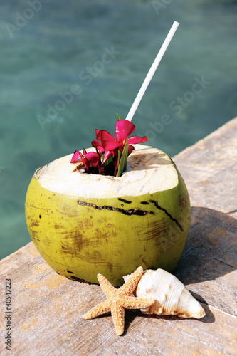 Photo: coconut drink and sea coconut drink and sea