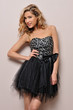 beautiful blonde in fancy dress.
