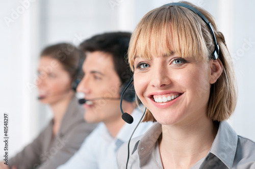 Photo: Happy call center operators Happy call center operators