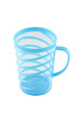 Blue spiral plastic cup on white background.
