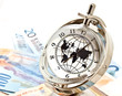 global model clock with Euro banknotes global model clock with Euro banknotes