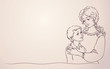 Vector background with a picture of mother and son Vector background with a picture of mother and son