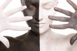 portrait of woman in black and white make-up