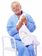 Photo: handicapped elderly lady after shower handicapped elderly lady after shower