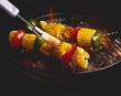 Basting Chicken and Vegetable Kabobs on the Grill