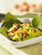 Scrambled eggs with courgette, mushrooms and dill